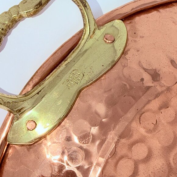 Vintage Hammered Copper Serving Tray with Brass Handles by ODI India Home Decor - Picture 6 of 6